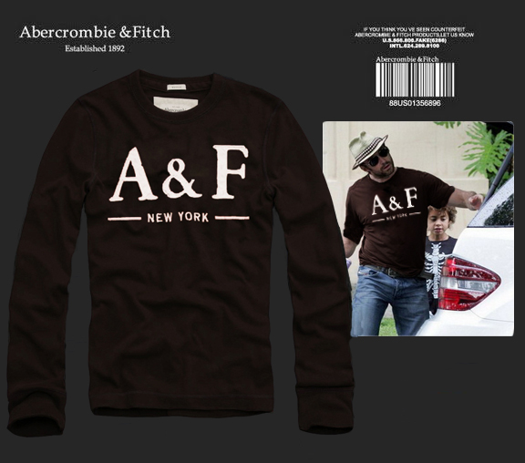 Abercrombie Fitch Hombres De Cuello Redondo Con Gente Fotos Largo Remera AF6040